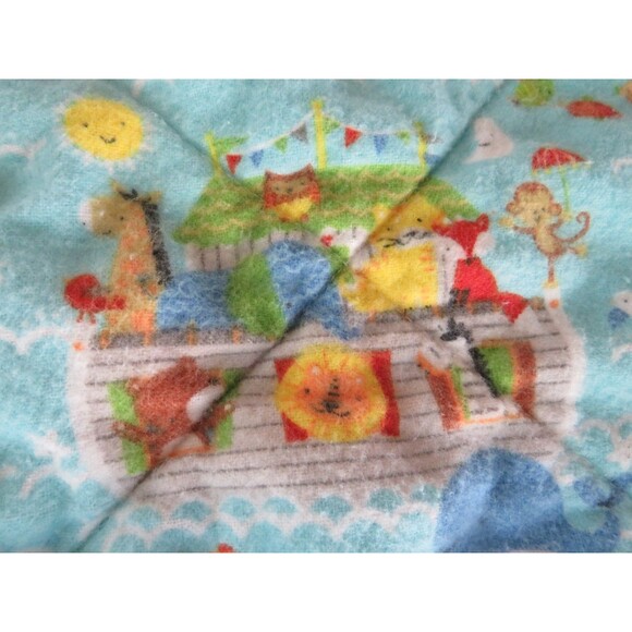 Flannel Rag Quilt With Batting 41x35 Noah's Ark Throw - Picture 6 of 14